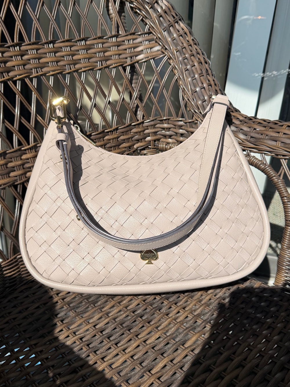 Woven Kate Spade Convertible Bag in Light Beige